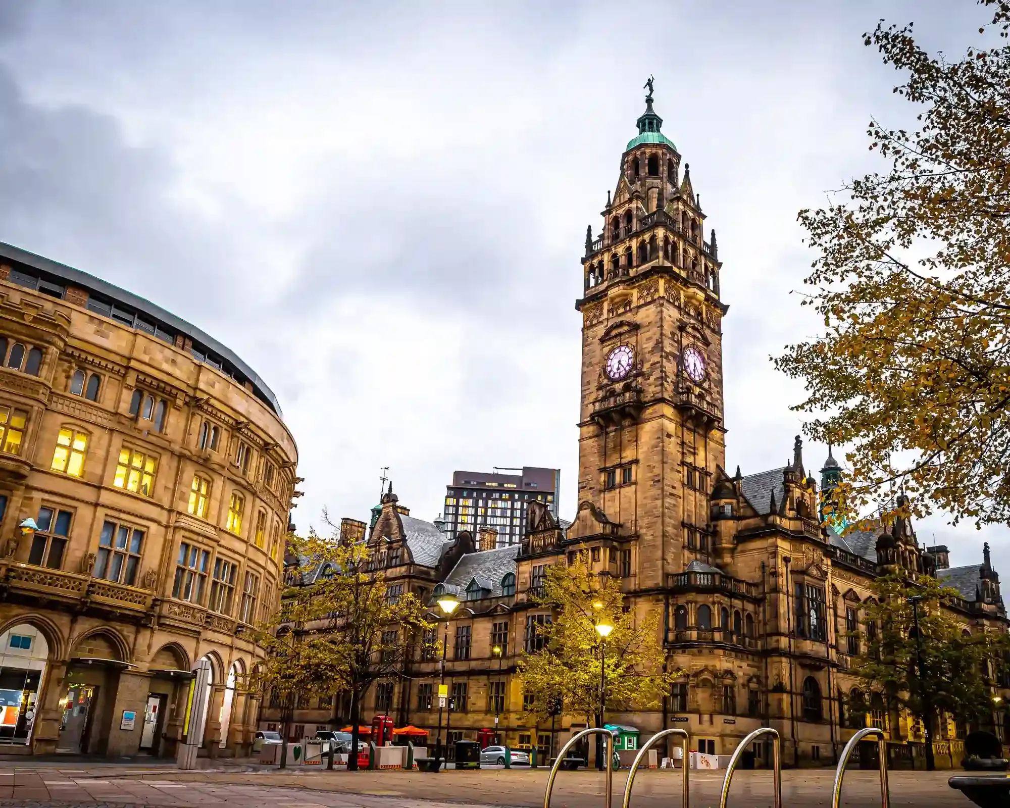Sheffield Town Hall clock tower in the city centre